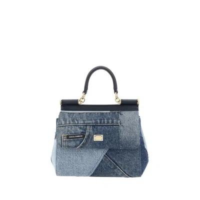 DOLCE & GABBANA BLUE COTTON HANDBAG