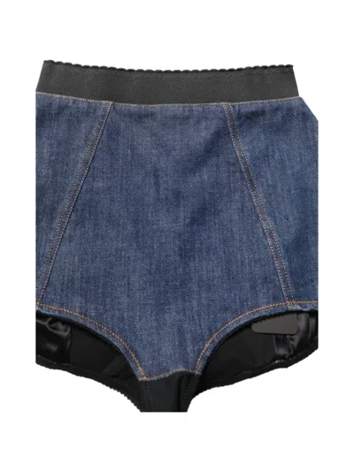 Dolce & Gabbana Blue Cotton High Waist Denim Hot-pants Shorts