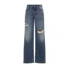 Dolce & Gabbana Wide-leg Distressed Five-pocket Jeans In Blue