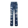 Dolce & Gabbana Distressed Jeans With Leo Print In Black