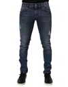 Dolce & Gabbana Blue Cotton Logo Plaque Skinny Men Denim Jeans In Blue