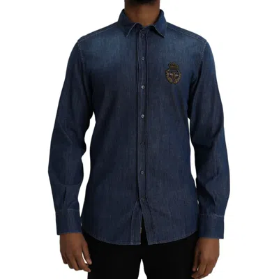 Dolce & Gabbana Blue Cotton Men's Shirt
