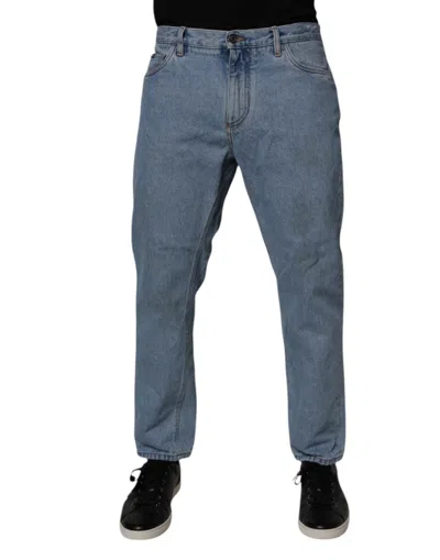 Pre-owned Dolce & Gabbana Blue Cotton Skinny Men Denim Mid Waist Men's Jeans ()