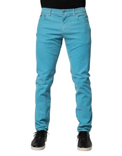 Dolce & Gabbana Blue Cotton Skinny Men Denim Trouser Men's Jeans