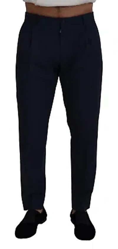 Pre-owned Dolce & Gabbana Blue Cotton Slim Trousers Chinos Pants