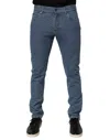 Dolce & Gabbana Blue Cotton Stretch Slim Fit Men Denim Jeans In Gold