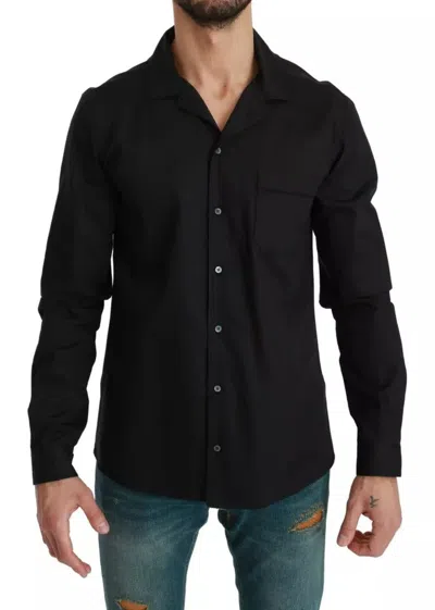Dolce & Gabbana Blue Cotton Striped Pajama Lounge Men's Shirt