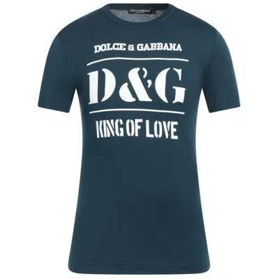 Dolce & Gabbana Blue Cotton T-shirt In Green