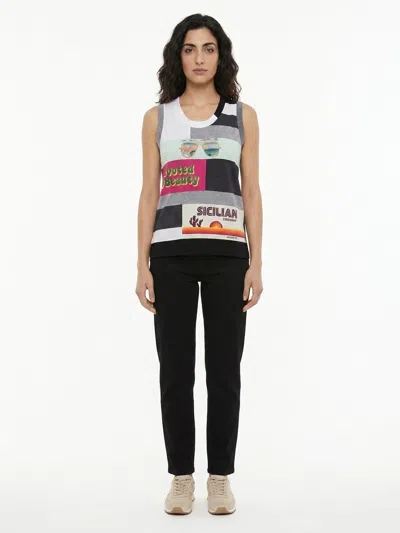 DOLCE & GABBANA DOLCE & GABBANA BLUE COTTON TANK WOMEN'S TOPS
