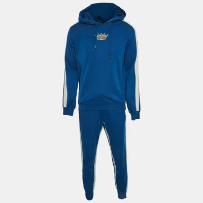 Pre-owned Dolce & Gabbana Blue Crown Embroidered Cotton Knit Tack Suit M