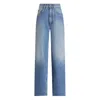 Dolce & Gabbana Blue Five Pocket Jeans With Metallic Logo Patch On The Back In Denim Woman In Blue