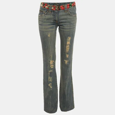Pre-owned Dolce & Gabbana Blue Denim Bott-cut Jeans M/waist 30"