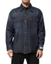 Dolce & Gabbana Blue Denim Button Casual Logo Patch Men Men's Shirt In Blue