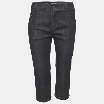 Pre-owned Dolce & Gabbana Blue Denim Capri Pants S/waist 28"