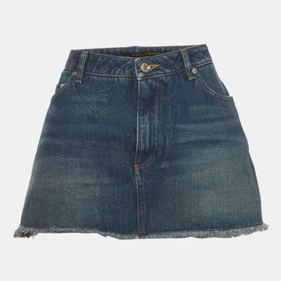 Pre-owned Dolce & Gabbana Blue Denim Frayed Mini Skirt M