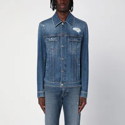 Dolce & Gabbana Blue Denim Jacket With Wear