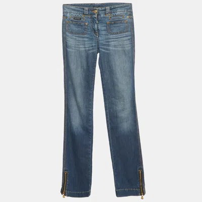 Pre-owned Dolce & Gabbana Blue Denim Low-rise Jeans Xxs/waist 29"