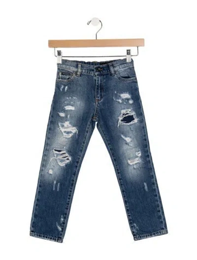 Pre-owned Dolce & Gabbana Babies' Blue Denim Pants With Button And Zip Closure