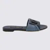 DOLCE & GABBANA BLUE DENIM PATCHWORK LOGO FLATS