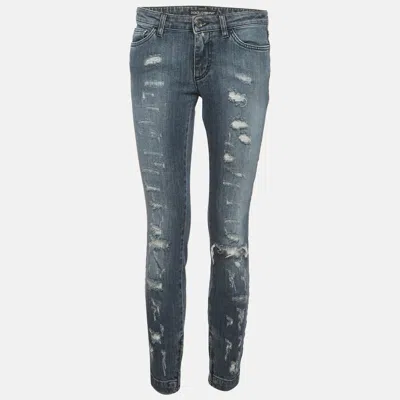 Pre-owned Dolce & Gabbana Blue Denim Pretty Fit Jeans M/waist 28" In Gray
