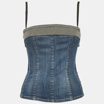 Pre-owned Dolce & Gabbana Blue Denim Sleeveless Bustier Top M