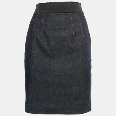 Pre-owned Dolce & Gabbana Blue Denim Zip Up Pencil Skirt S