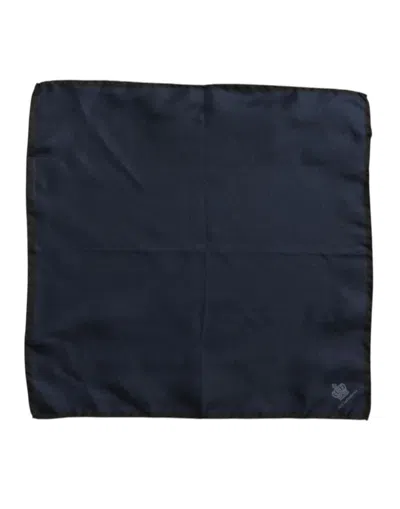 Pre-owned Dolce & Gabbana Blue Dg Crown Silk Square Men Foulard Men's Scarf ()