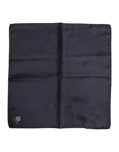 Dolce & Gabbana Blue Dg Crown Silk Square Men Foulard Scarf