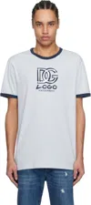 Dolce & Gabbana Light Blue Crewneck T-shirt With Logo Print On The Front And Contrasting Details In B0276