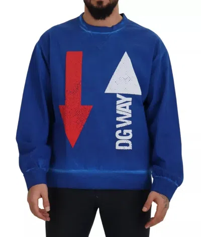 Pre-owned Dolce & Gabbana Blue Dgway Cotton Crewneck Pullover Men's Sweater ()