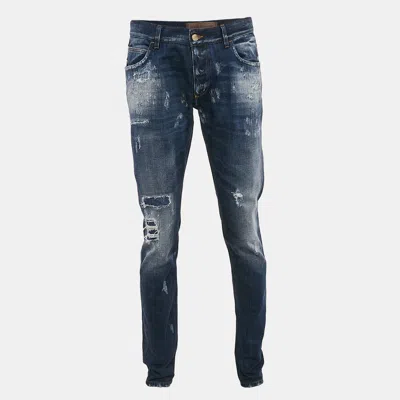 Pre-owned Dolce & Gabbana Blue Distressed Denim Jeans L Waist 35"