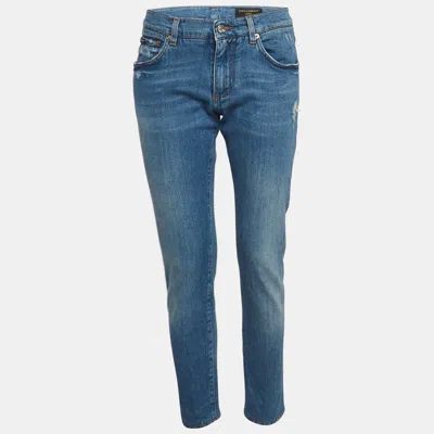 Pre-owned Dolce & Gabbana Blue Distressed Denim Jeans M Waist 30"
