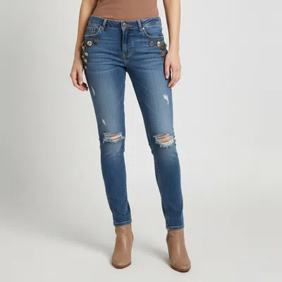 Pre-owned Dolce & Gabbana Blue Distressed Denim Skinny Jeans M/waist 28"