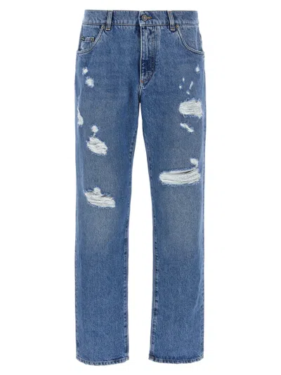 DOLCE & GABBANA BLUE DISTRESSED JEANS