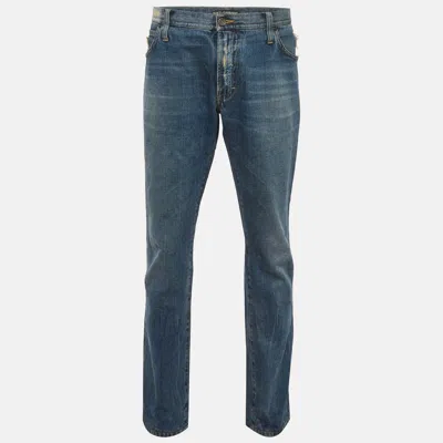 Pre-owned Dolce & Gabbana Blue Distressed Jeans Xxl/waist 38"