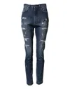 Dolce & Gabbana Blue Distressed Washed Logo Grace Denim Jeans In Blue