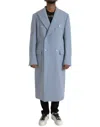 DOLCE & GABBANA DOLCE & GABBANA BLUE DOUBLE BREASTED LONG TRENCH COAT MEN'S JACKET