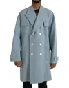 DOLCE & GABBANA DOLCE & GABBANA BLUE DOUBLE BREASTED TRENCH COAT MEN'S JACKET