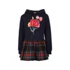 Dolce & Gabbana Blue Dress For Girl With Tulip And Logo In Blue