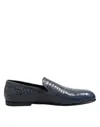 Dolce & Gabbana Blue Exotic Leather Slip On Loafers Men Dress Shoes In Blue
