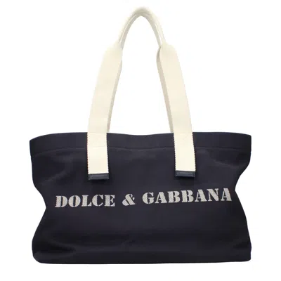 Dolce & Gabbana Blue Fabric Shoulder Bag In Black