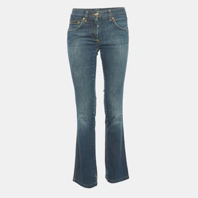 Pre-owned Dolce & Gabbana Blue Faded Denim Slim Fit Jeans S/waist 28"