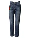 Dolce & Gabbana Blue Floral Embroidered Boyfriend Denim Jeans In Blue