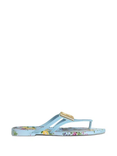 Dolce & Gabbana Blue Floral Slippers