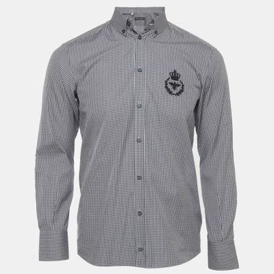 Pre-owned Dolce & Gabbana Blue Gingham Cotton Shirt S