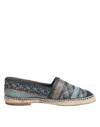 Dolce & Gabbana Blue Gray Woven Leather Buffalo Espadrille Shoes In Gray