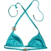 Dolce & Gabbana Blue Green Halter Dg Logo Swimwear Beachwear Bikini Top