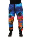 Dolce & Gabbana Blue Hawaiian Print Jogger Sweatpants Pants In Multi