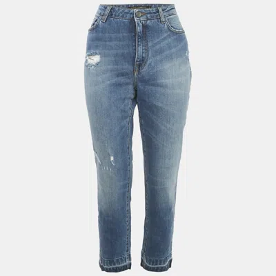 Pre-owned Dolce & Gabbana Blue Heart Applique Denim Audrey Jeans L Waist 31"