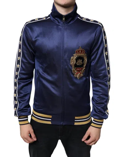 Pre-owned Dolce & Gabbana Blue Heraldic Patch Stripe King Bee Men's Sweater ()